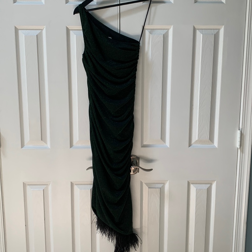 Saylor dress with feather trim size xs